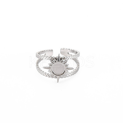 201 Stainless Steel Open Cuff Finger Ring Enamel Settings LS-STAS-S119-159B-P-1