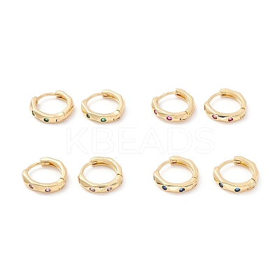 Cubic Zirconia Huggie Hoop Earrings EJEW-I260-20G-NR-1