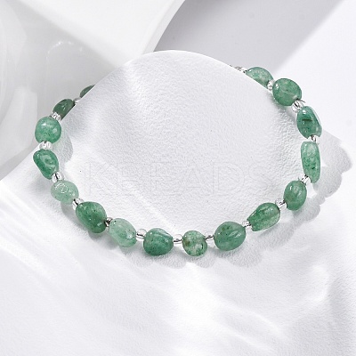 Natural Green Aventurine Beaded Bracelets for Women G-P563-07P-23-1