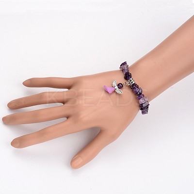 Natural Amethyst Kids Bracelets BJEW-JB02062-04-1