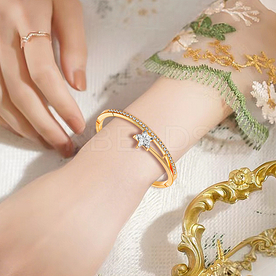 3Pcs 3 Colors Alloy Rhinestone Hinged Bangles for Women BJEW-HY0001-20-1