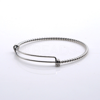 Tarnish Resistant Adjustable 201 Stainless Steel Expandable Bangles NJEW-S105-PJ215-60-1
