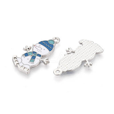 Christmas Rack Plating Alloy Enamel Snowman Pendants ENAM-T024-75A-P-1