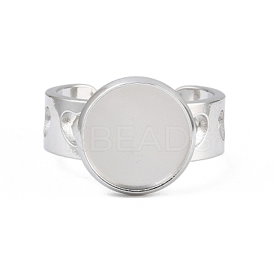 Hollow Heart 304 Stainless Steel Cuff Ring Components SA-CBA82C8-02C-P-1