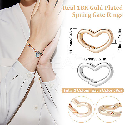 10Pcs 2 Colors Brass Spring Gate Rings KK-BBC0003-88-1