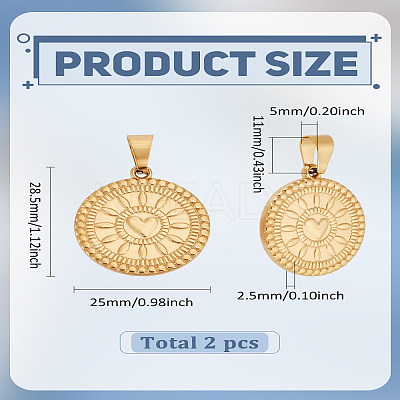 2Pcs 304 Stainless Steel Pendants STAS-LP0004-46-1