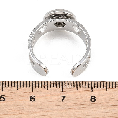 Hollow Heart 304 Stainless Steel Cuff Ring Components SA-CBA82C8-02B-P-1