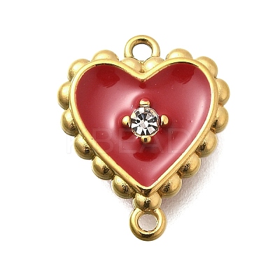 304 Stainless Steel Enamel Heart Connector Charms STAS-Q337-02G-1