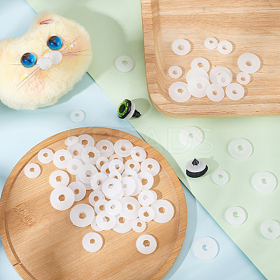 150Pcs 5 Style Plastic Doll Eye Nose Round Gaskets KY-PH0001-72-1