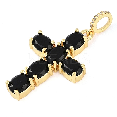 Rack Plating Brass Cubic Zirconia European Dangle Charms KK-P287-47G-1