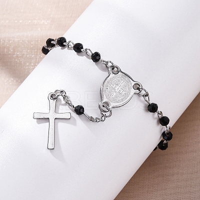 Glass Beads Rosary Bracelets BJEW-A032-04P-01-1