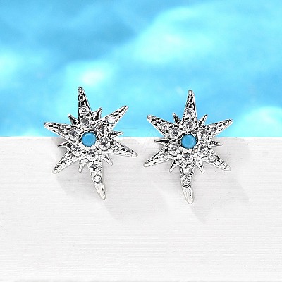 Star Brass Micro Pave Cubic Zirconia Ear Studs EJEW-D304-36P-1