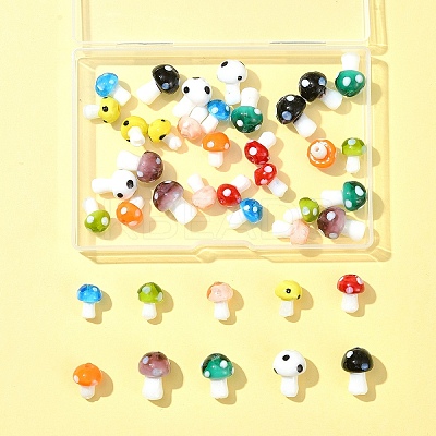 10 Colors Mushroom Handmade Lampwork Beads LAMP-FS0001-15-1