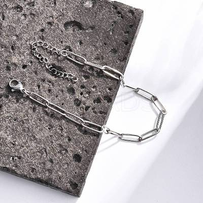 Tarnish Resistant 304 Stainless Steel Paperclip Chain Bracelet for Men Women BJEW-E031-03P-06-1