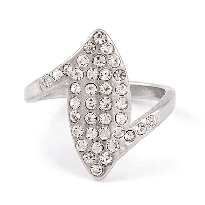 304 Stainless Steel Horse Eye Finger Ring for Women RJEW-C086-27-P-1