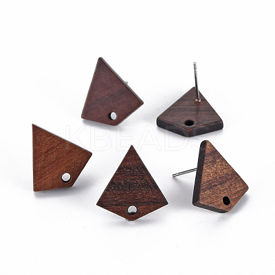 Walnut Wood Stud Earring Findings WOOD-S054-49-1