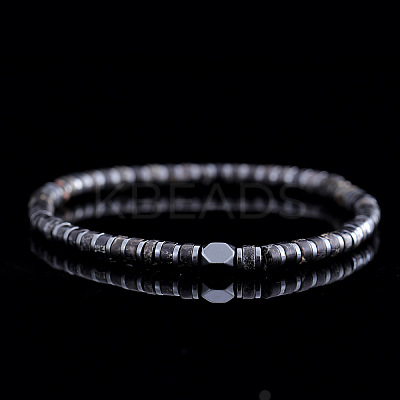 Dyed Natural Imperial Jasper & Synthetic Non-magnetic Hematite Beads Stretch Bracelets for Men EG0676-8-1