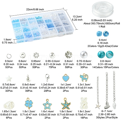 DIY Round Glass & CCB Plastic Beads Bracelets Making Kits DIY-FS0007-56A-1