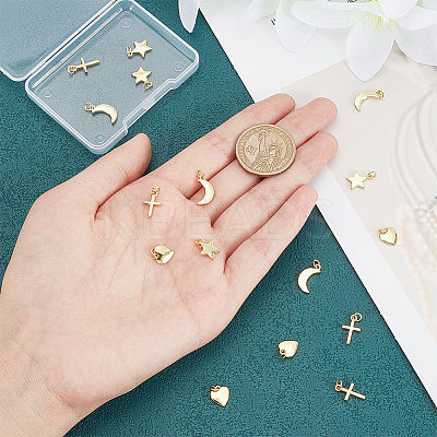 16Pcs 4 Style Brass Pendants Sets KK-BC0011-25-1