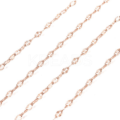 3.28 Feet Ion Plating(IP) 304 Stainless Steel Textured Dapped Chains X-CHS-D004-02RG-1