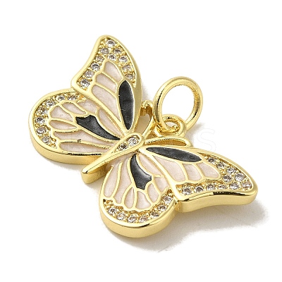 Brass Enamel Micro Pave Cubic Zirconia Pendants KK-Z042-05G-02-1