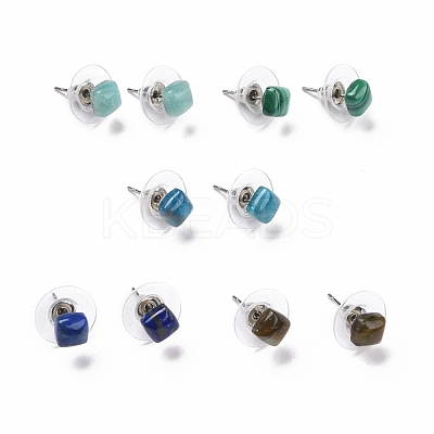 Gemstone Ear Studs EJEW-K091-01P-1