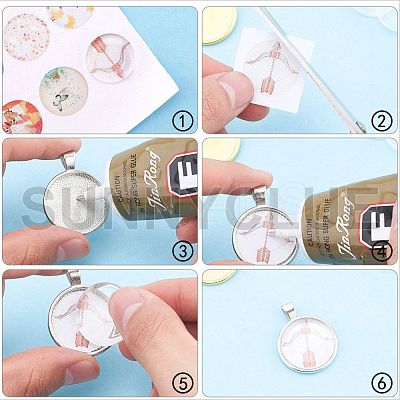 Flat Round Alloy Pendant Cabochon Settings PALLOY-A15654-AS-1-1