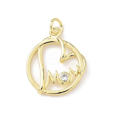 Brass Pave Clear Cubic Zirconia Pendants KK-B141-06G-1