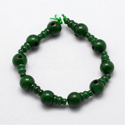 Natural Jade 3-Hole Guru Bead Strands G-K149-28-1