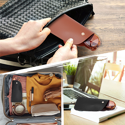 3Pcs 3 Colors PU Imitation Leather Slip-in Glasses Bag AJEW-PH0004-62-1