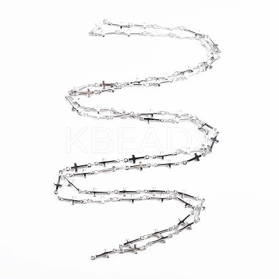 Non-Tarnish 201 Stainless Steel Cross & Oval Link Chains STAS-N092-109-1