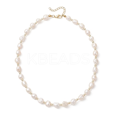 Natural Cultured Freshwater Pearl Two Sides Polished Beaded Necklaces NJEW-JN05731-1