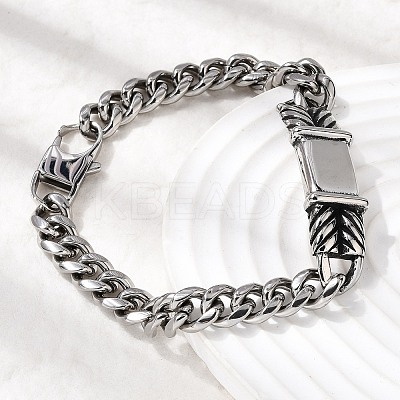 304 Stainless Steel Cuban Link Chains Bracelets BJEW-A092-04P-1
