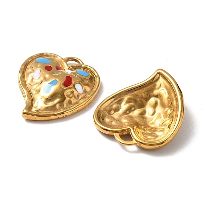 304 Stainless Steel Enamel Pendants STAS-D373-04G-1