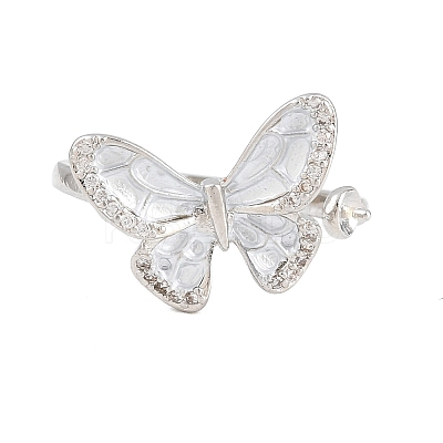 Butterfly Brass Micro Pave Cubic Zirconia & Enamel Cuff Ring Settings KK-CBAC351-05G-1