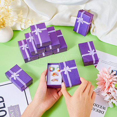 Rectangle Paper Jewelry Storage Gift Boxes with Bowknot LS-CON-TAC0014-09A-1