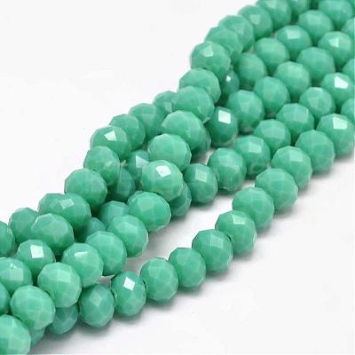 Faceted Rondelle Glass Beads Strands X-GLAA-I033-8mm-28-1