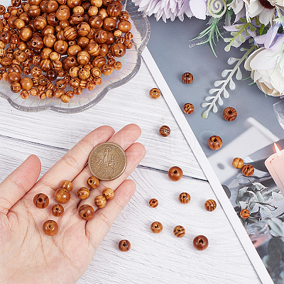 300Pcs 3 Styles Round Natural Wood Beads WOOD-GF0001-89A-1