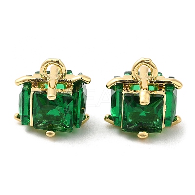 Brass and Clear Cubic Zirconia Pendants ZIRC-Q202-09G-1