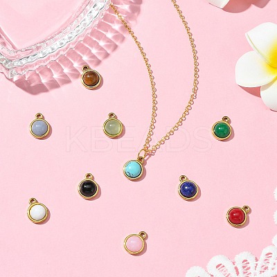 10Pcs 10 Styles Mixed Gemstone Half Round Charms G-CJ0001-81-1