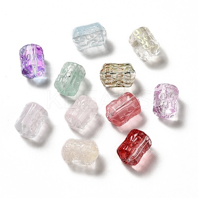 Spray Painted Transparent Glass Beads GLAA-J102-07-1
