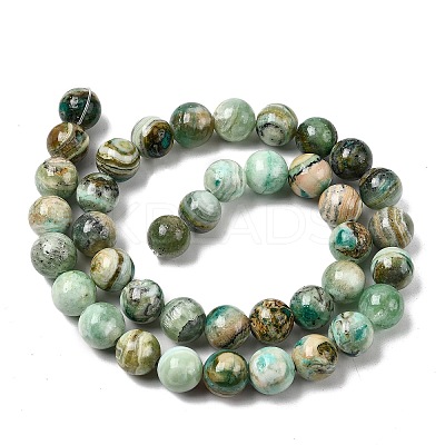 Natural Green Line Jasper Beads Strands G-L639-A01-8mm-1