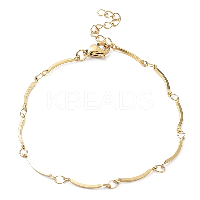 Ion Plating(IP) 304 Stainless Steel Curved Bar Link Chain Bracelets BJEW-K266-13G-1