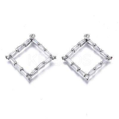 Brass Inlaid Clear Cubic Zirconia Pendants ZIRC-S069-035P-1