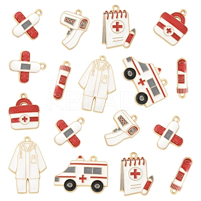 18Pcs 7 Styles Medical Theme Alloy Enamel Pendants FIND-FS0004-36-1