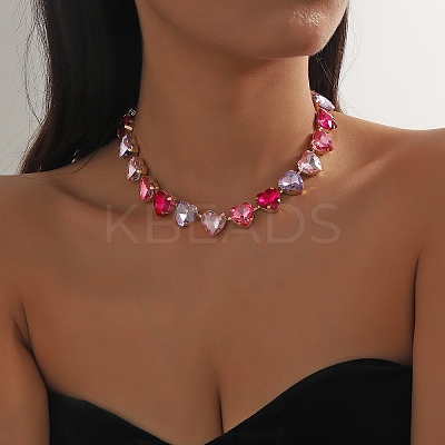 Alloy Colorful Rhinestone Cup Chain Necklaces for Women FS-WG72CA4-02-1