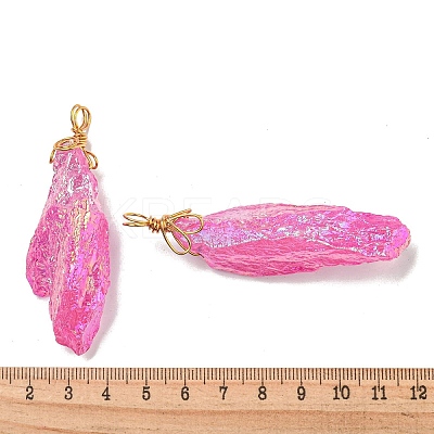 Electroplated Raw Rough Natural Quartz Crystal Big Pendants G-A229-02G-08-1