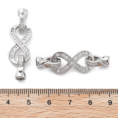Brass with Clear Cubic Zirconia Fold Over Clasps KK-Z080-04P-1