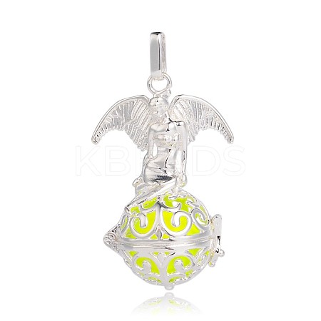 Silver Color Plated Brass Hollow Round Cage Pendants LS-KK-J248-04S-1