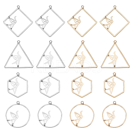 16Pcs 8 Style Alloy Hollow Pendants FIND-OC0001-36-1